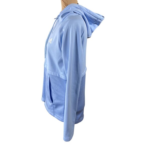 Adidas Full Zip Jacket Baby Blue Athletic Hood Size S Small (READ) Women's - Picture 2 of 11